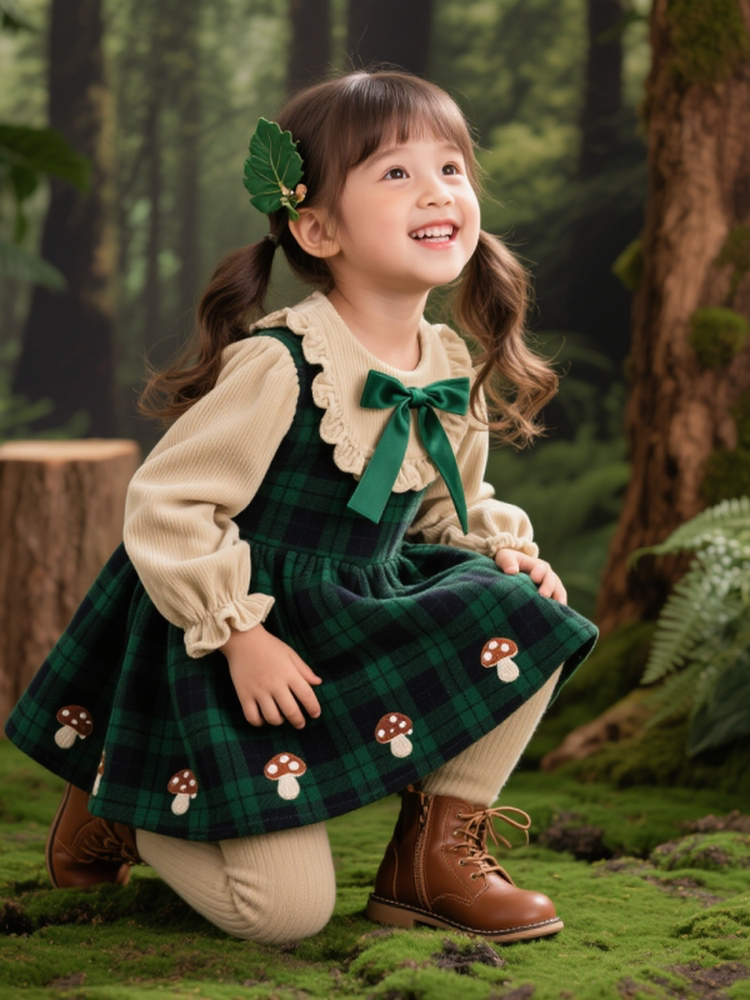 Girls Plaid Lolita Dress - Preppy Autumn Winter