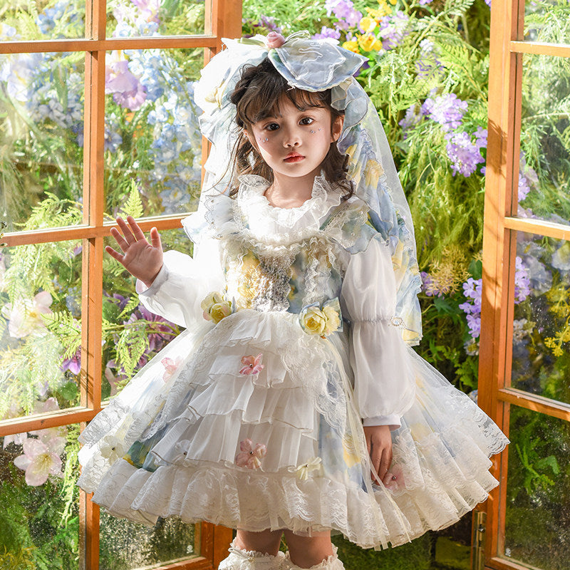 Girls Emerald Garden Twirl Dress - Lolita Tulle Party Gown