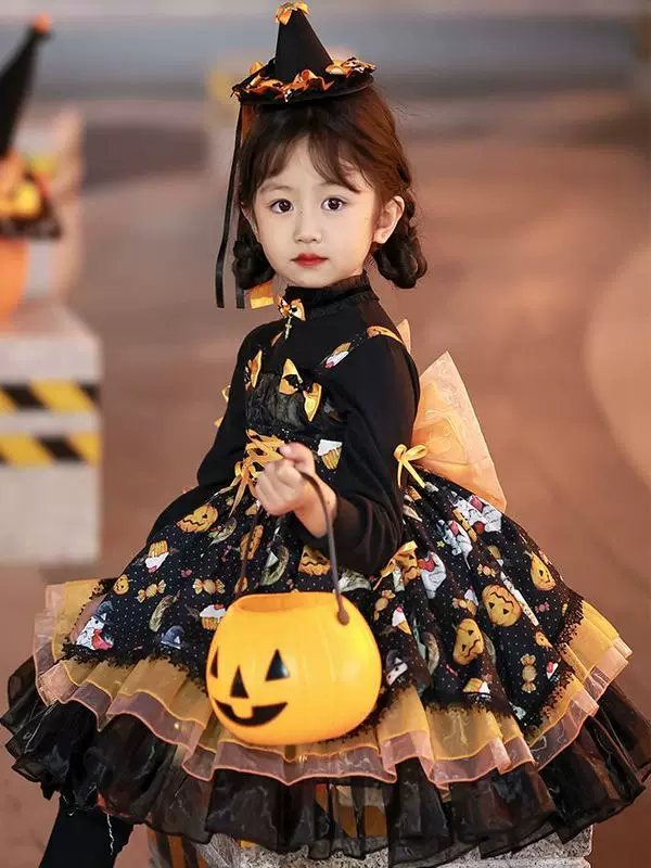 Girls Kuromi Pumpkin Lolita Dress - Party Tulle