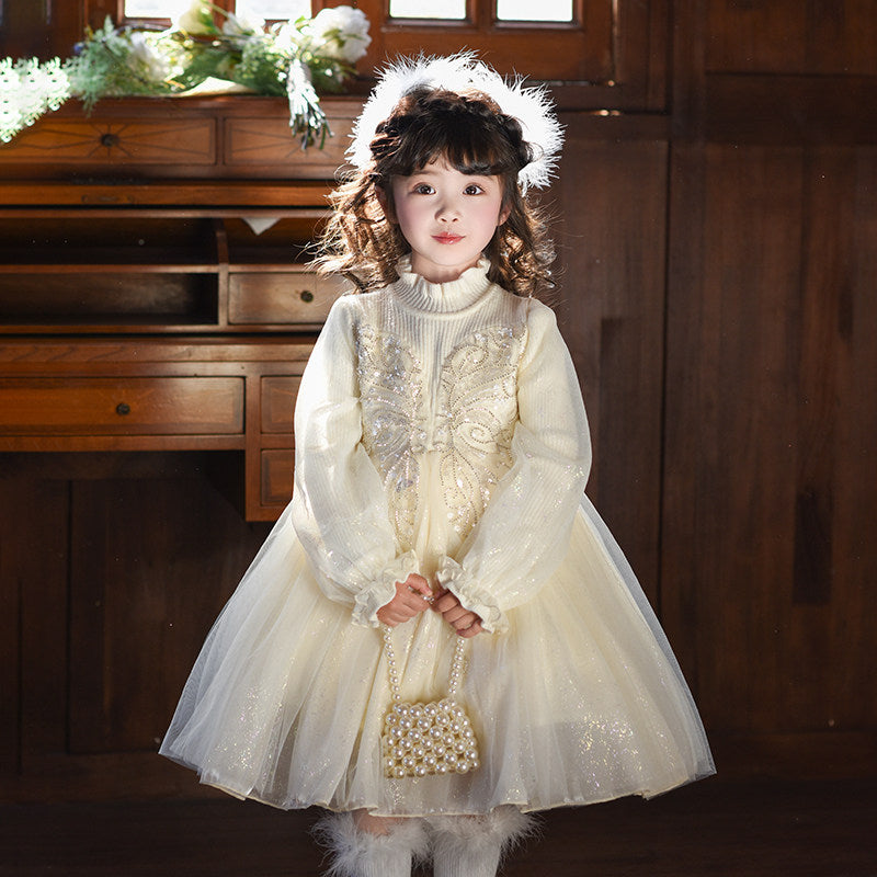 Girls Luxury Flower Girl Dress with Veil - Twirl Gown