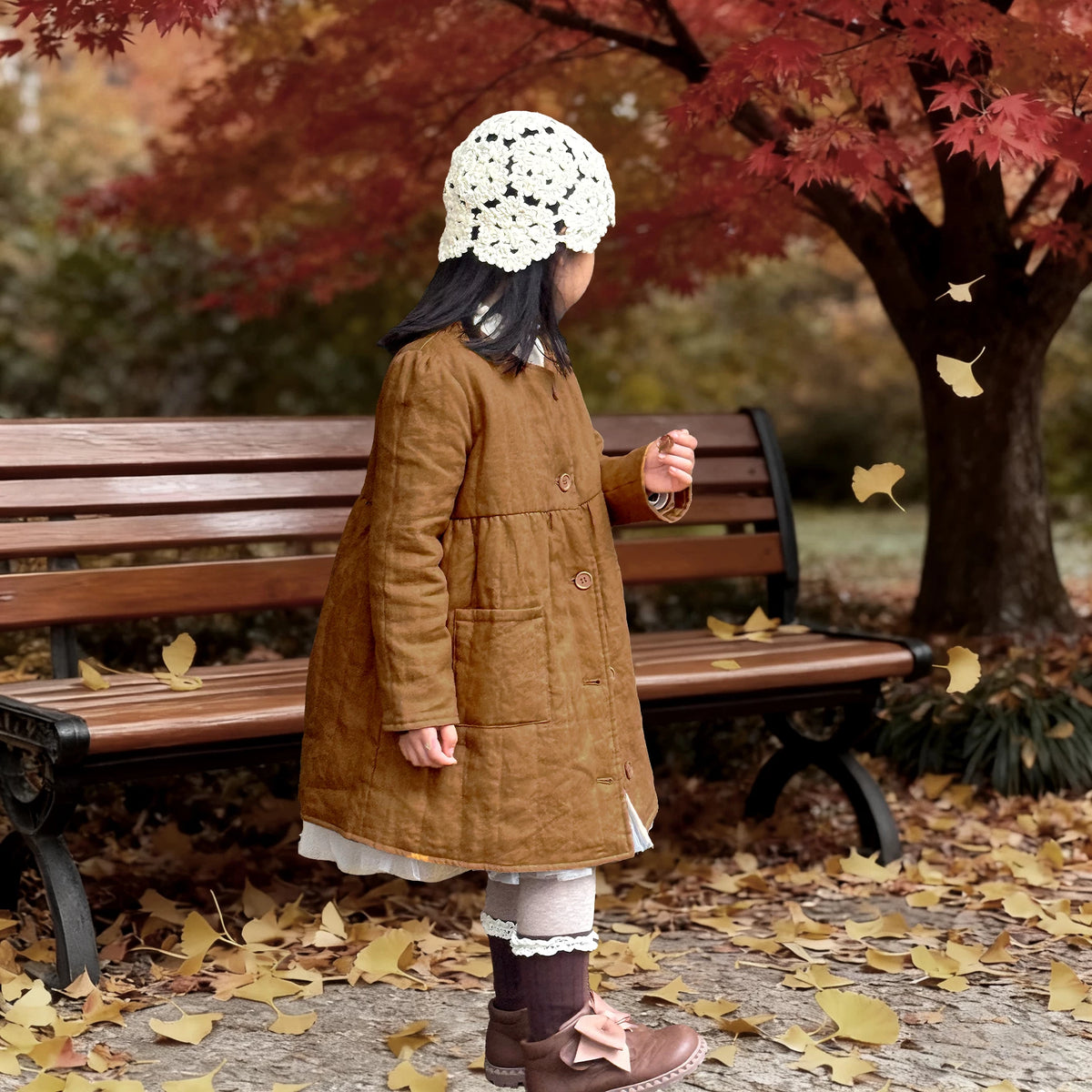 Girls Washable Padded Winter Coat - Warm Yellow Longline