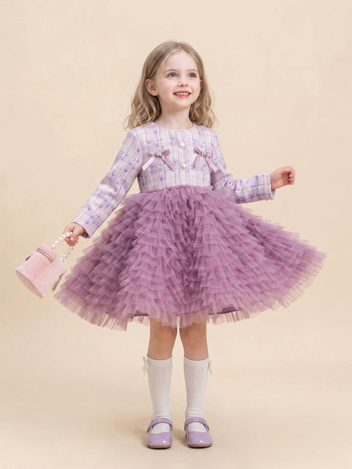 Girls Little-Classics Velvet-Lined Dress - Fleece Option Tulle Gown