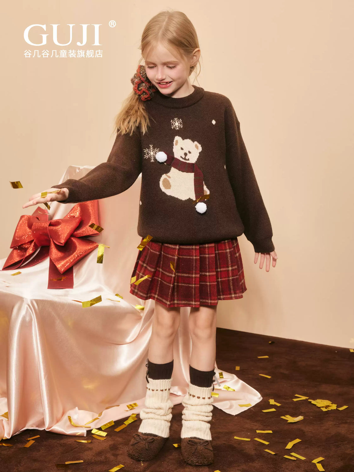Girls Red Pleated Skirt - Christmas JK Uniform Style Half Skirt