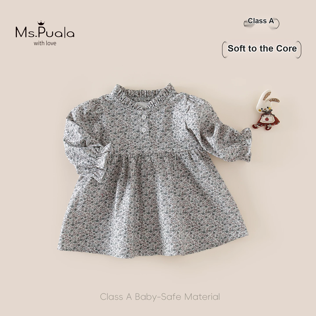 Girls Floral Cotton Dress - Puff Sleeve Autumn