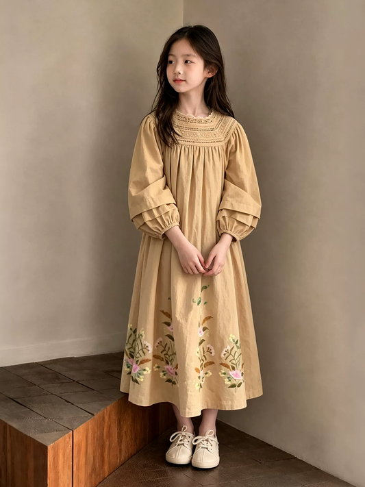 Girls Lace Trim Princess Dress - French Summer