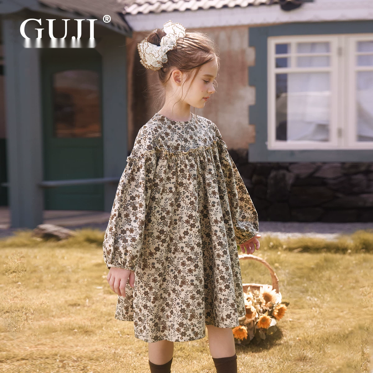 Girls Floral Long Sleeve Dress - Vintage Princess