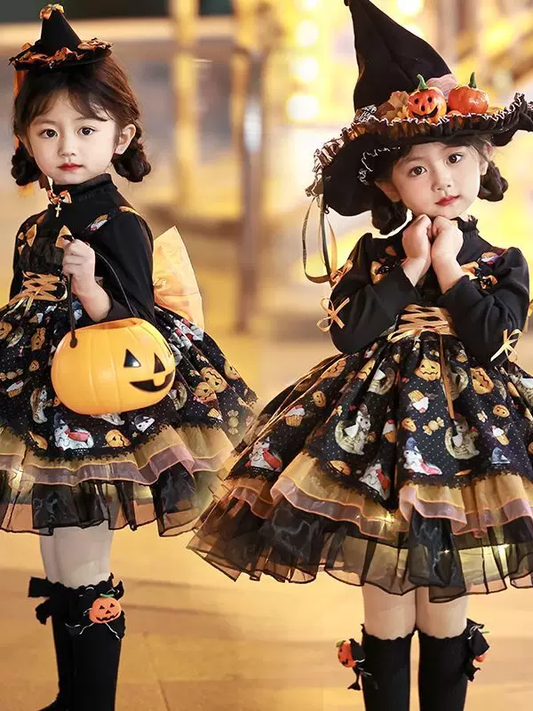 Girls Kuromi Pumpkin Lolita Dress - Party Tulle