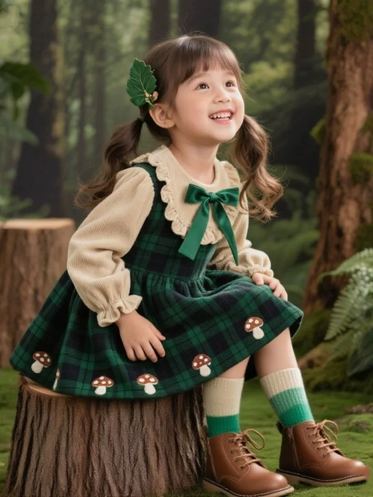 Girls Plaid Lolita Dress - Preppy Autumn Winter
