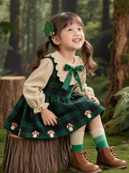 Girls Plaid Lolita Dress - Preppy Autumn Winter