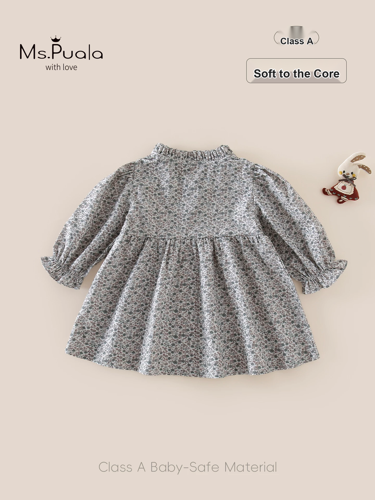 Girls Floral Cotton Dress - Puff Sleeve Autumn