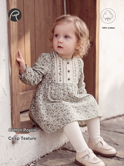 Girls Floral Cotton Princess Dress - Sweet Spring Autumn
