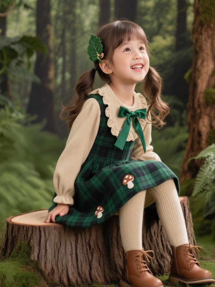 Girls Plaid Lolita Dress - Preppy Autumn Winter