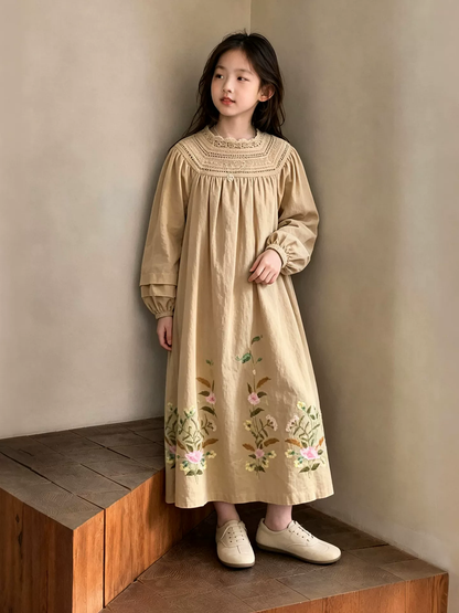 Girls Lace Trim Princess Dress - French Summer