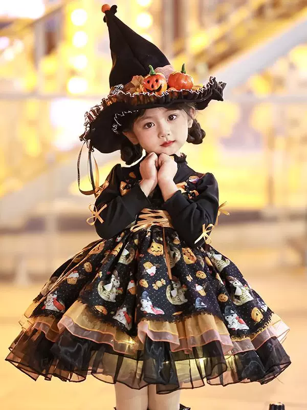 Girls Kuromi Pumpkin Lolita Dress - Party Tulle