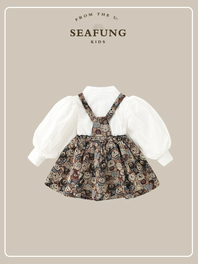 Girls Long Sleeve Princess Dress Set - Seafung