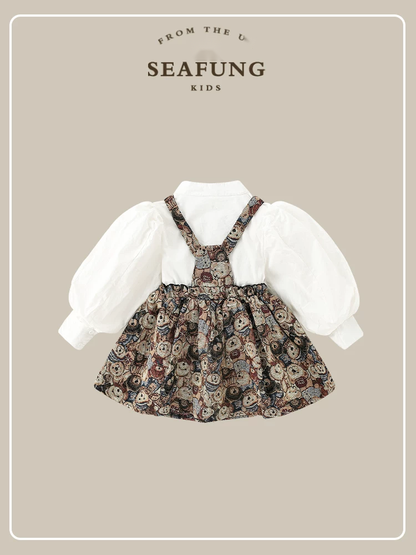 Girls Long Sleeve Princess Dress Set - Seafung