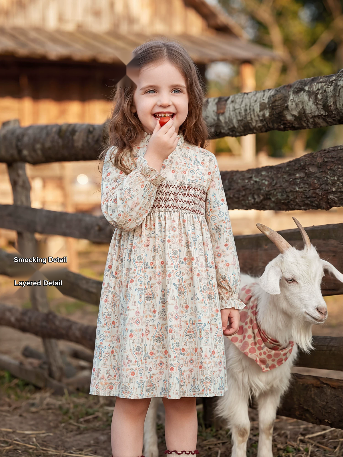Jellybaby Girls Floral Cotton Dress - Long Sleeve Autumn Dress