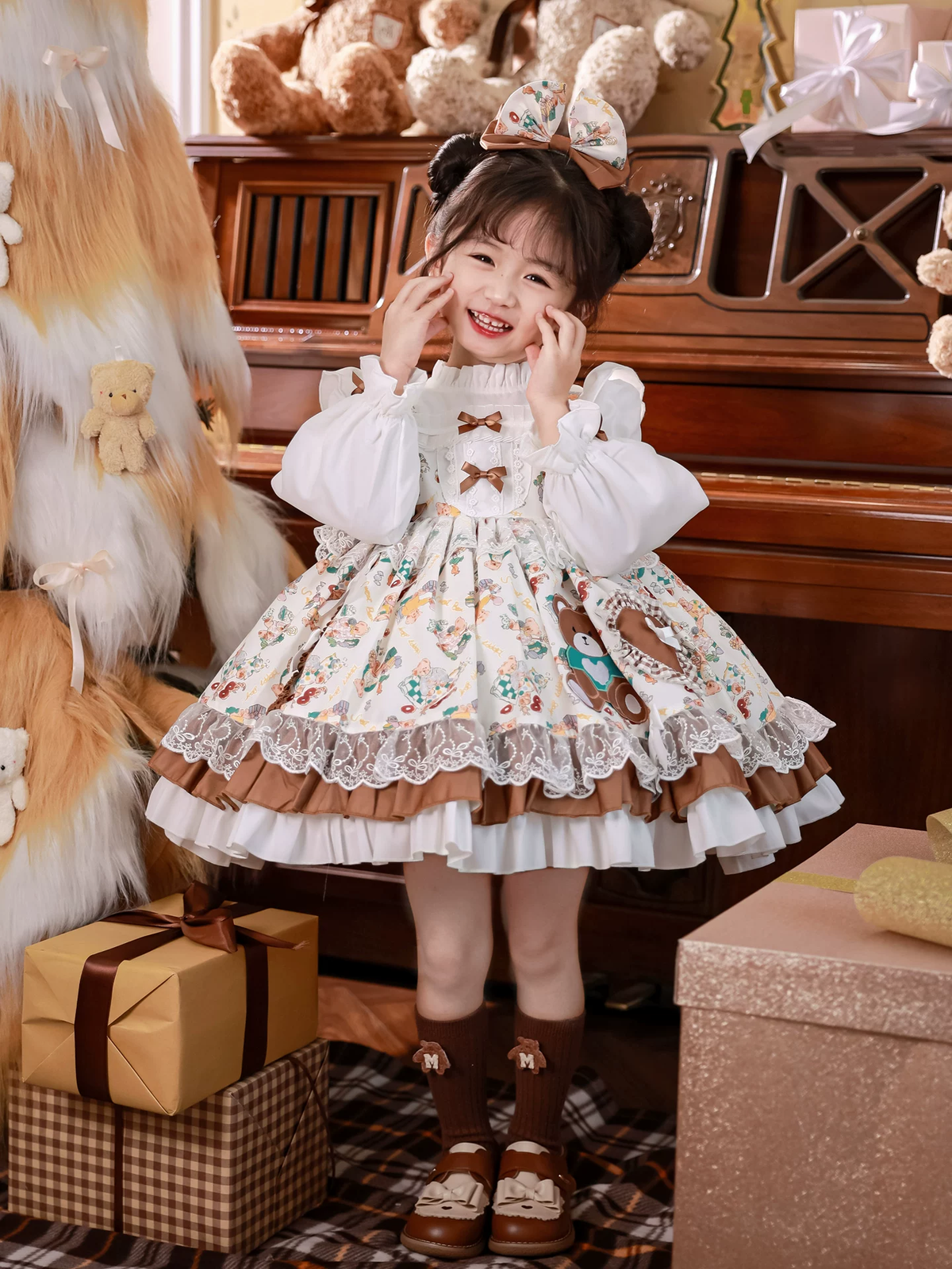 Girls Lolita Flower Girl Dress - Autumn Winter