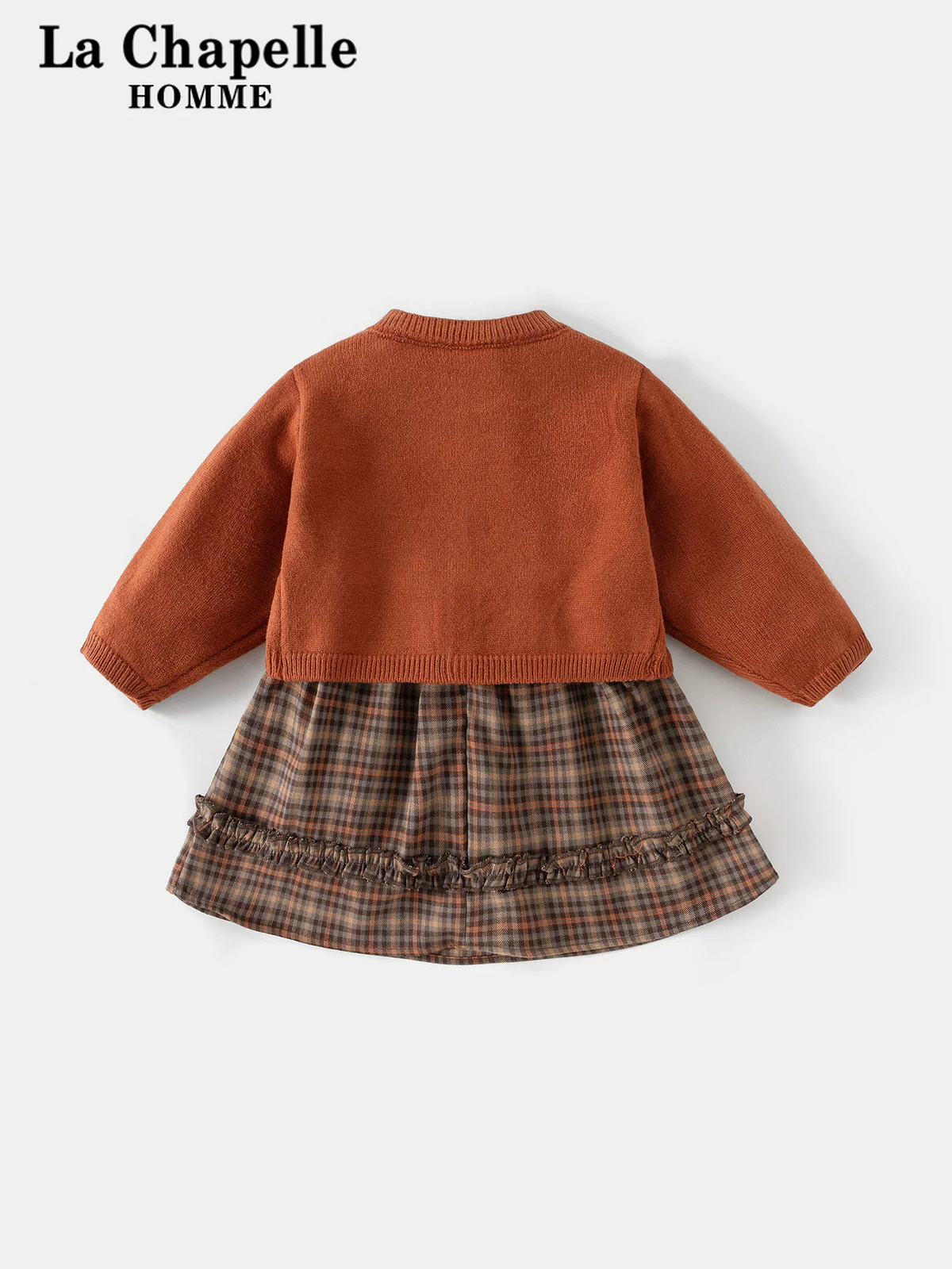 Girls Autumn Set - Plaid Princess Dress and Cardigan