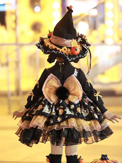 Girls Kuromi Pumpkin Lolita Dress - Party Tulle
