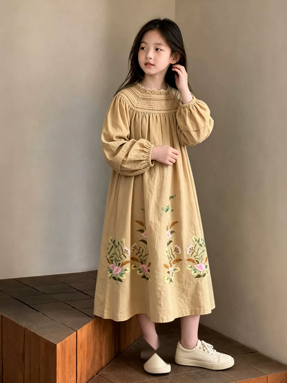 Girls Lace Trim Princess Dress - French Summer