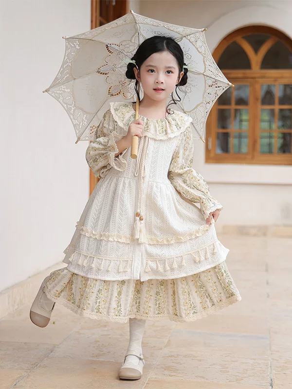 Girls Forest Style Princess Dress - Autumn Birthday Party Gown