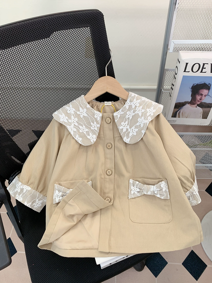 Girls Autumn Trench Coat - Kids Windbreaker