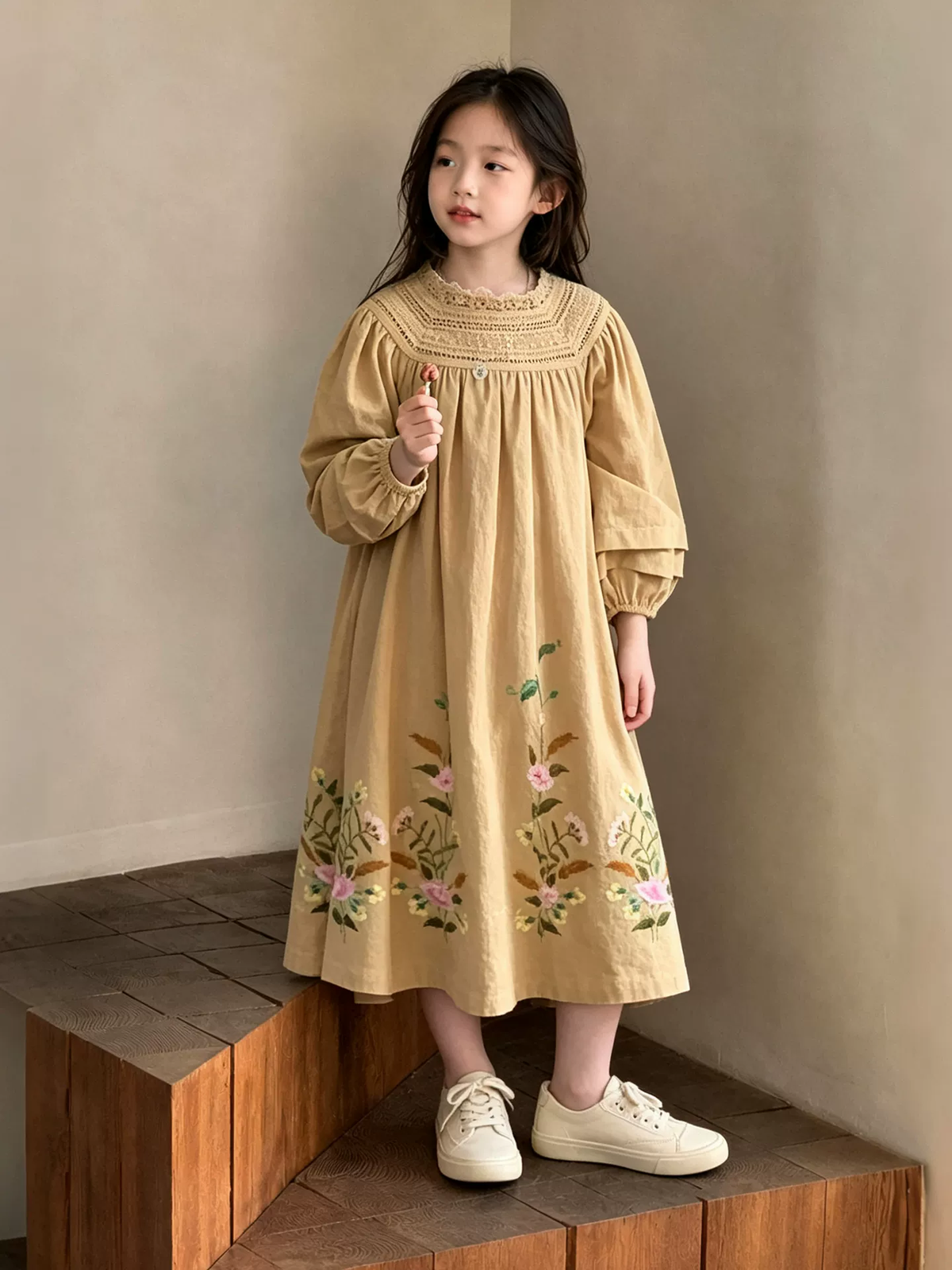 Girls Lace Trim Princess Dress - French Summer