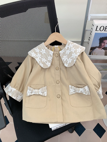 Girls Autumn Trench Coat - Kids Windbreaker