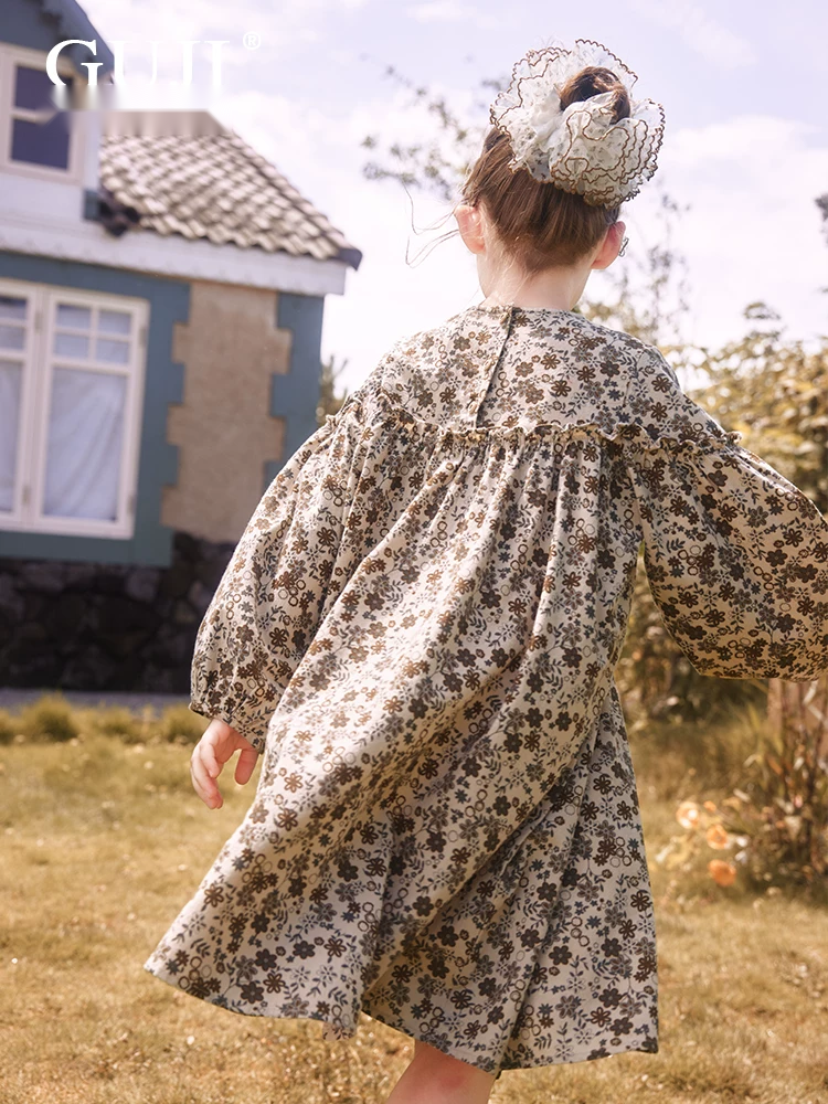 Girls Floral Long Sleeve Dress - Vintage Princess