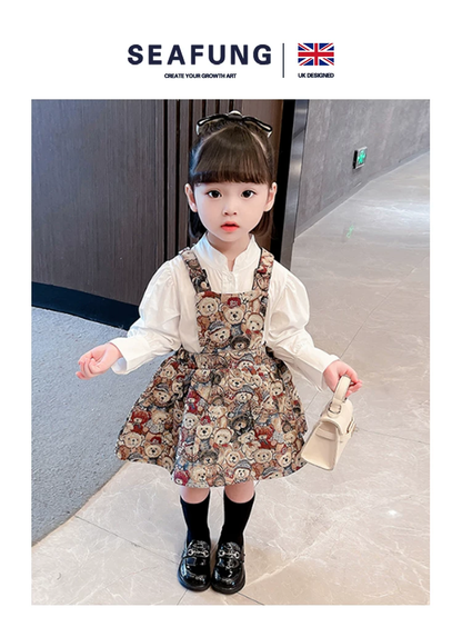 Girls Long Sleeve Princess Dress Set - Seafung