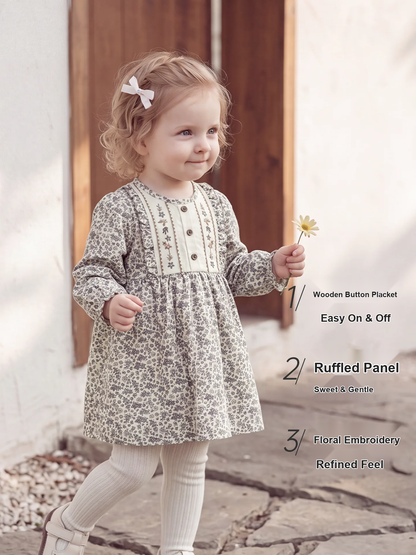 Girls Floral Cotton Princess Dress - Sweet Spring Autumn