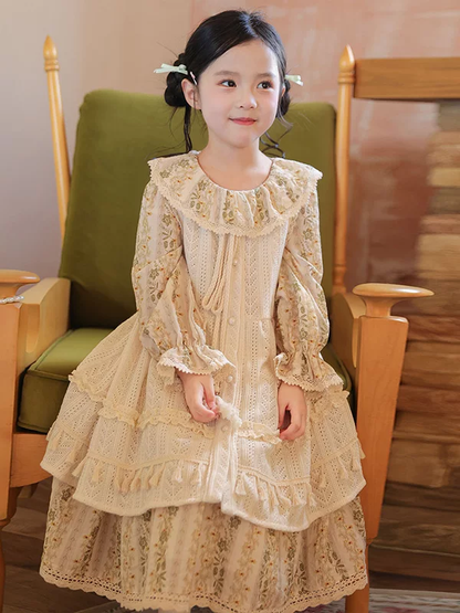 Girls Forest Style Princess Dress - Autumn Birthday Party Gown