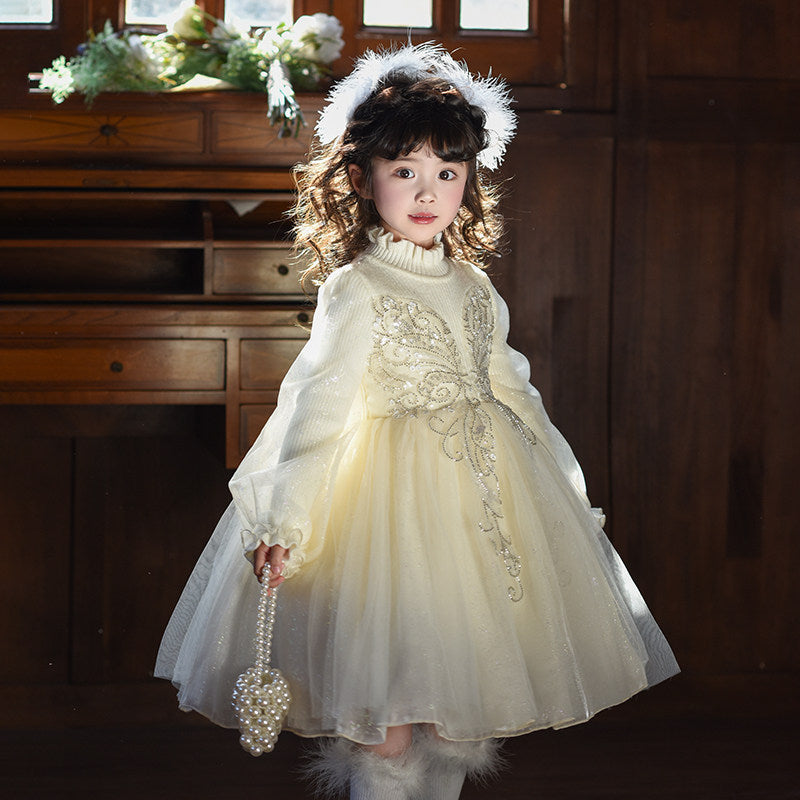 Girls Luxury Flower Girl Dress with Veil - Twirl Gown