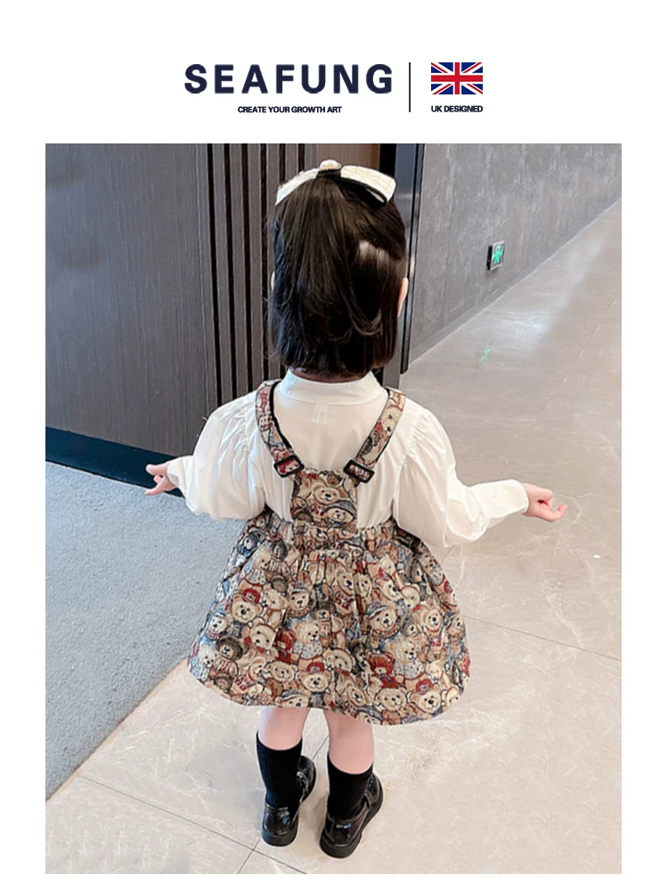 Girls Long Sleeve Princess Dress Set - Seafung