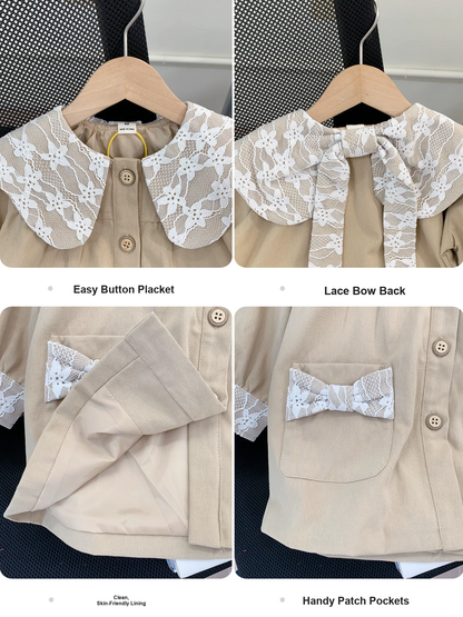 Girls Autumn Trench Coat - Kids Windbreaker