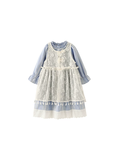 Girls Plaid Princess Dress Set - Tulle Pinafore