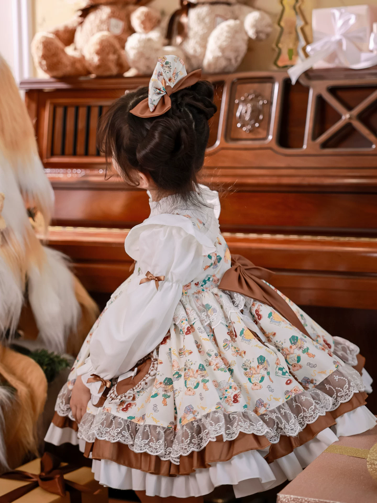 Girls Lolita Flower Girl Dress - Autumn Winter