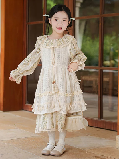 Girls Forest Style Princess Dress - Autumn Birthday Party Gown