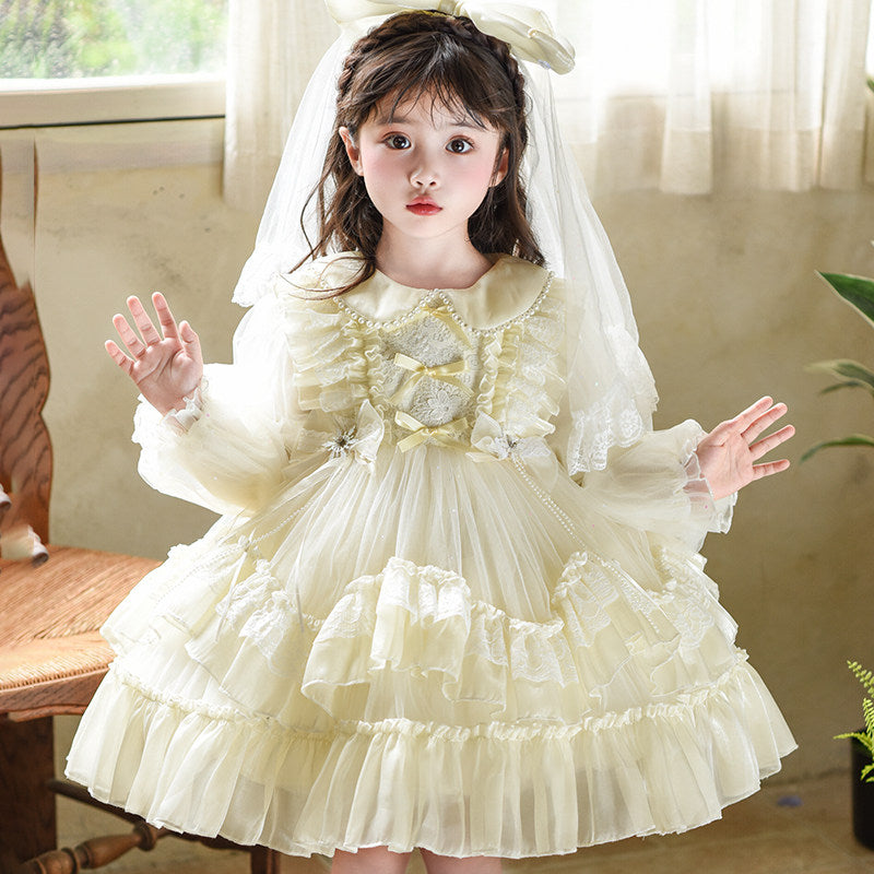 Girls Long Sleeve Tulle Birthday Dress - Twirl Party Gown