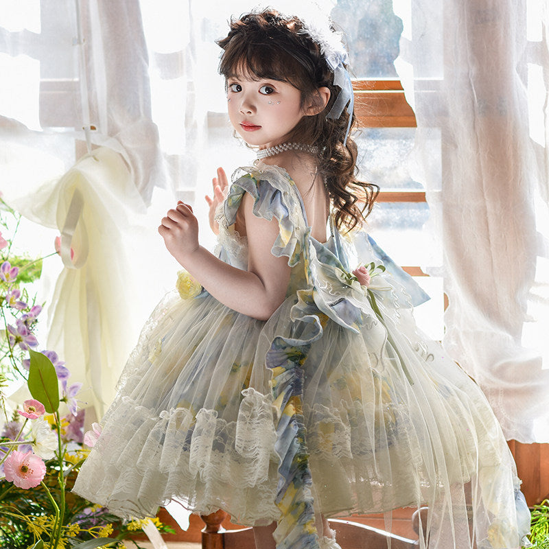 Girls Emerald Garden Twirl Dress - Lolita Tulle Party Gown