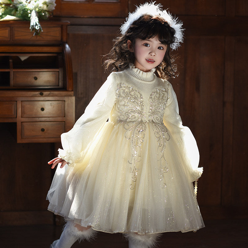 Girls Luxury Flower Girl Dress with Veil - Twirl Gown