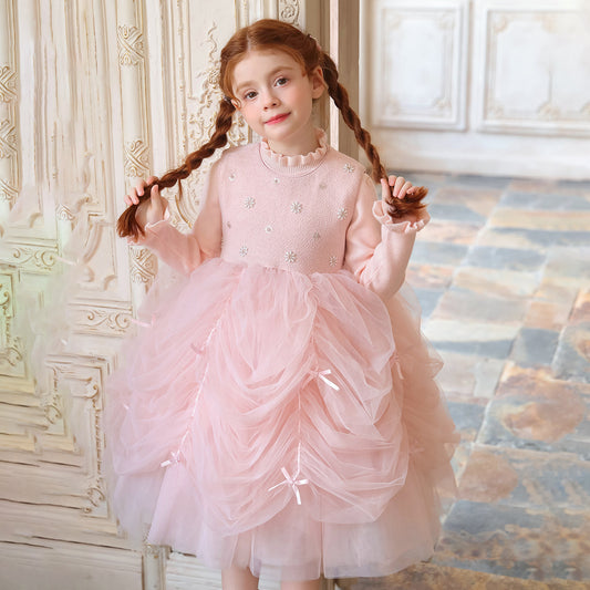 Girls Pink Flower Girl Tutu Dress - Sweet Birthday Gown