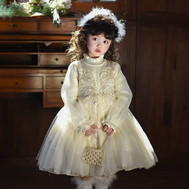 Girls Luxury Flower Girl Dress with Veil - Twirl Gown