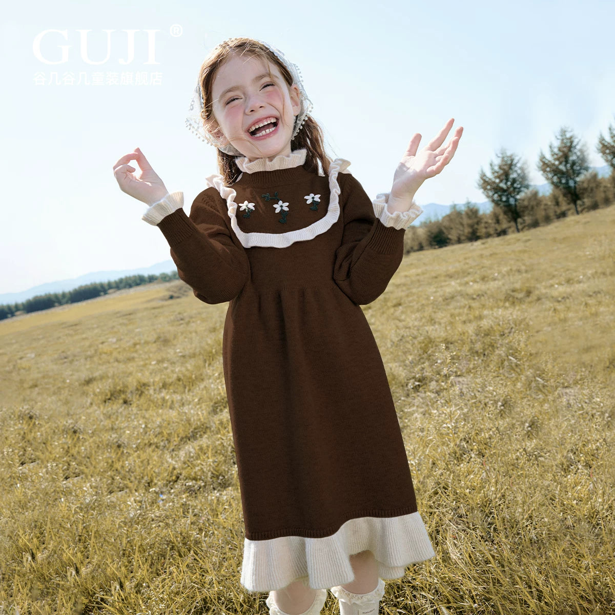 Girls Embroidered Princess Sweater Dress - Sweet Knit Midi
