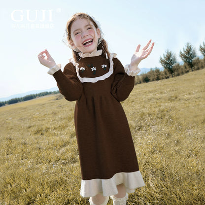 Girls Embroidered Princess Sweater Dress - Sweet Knit Midi