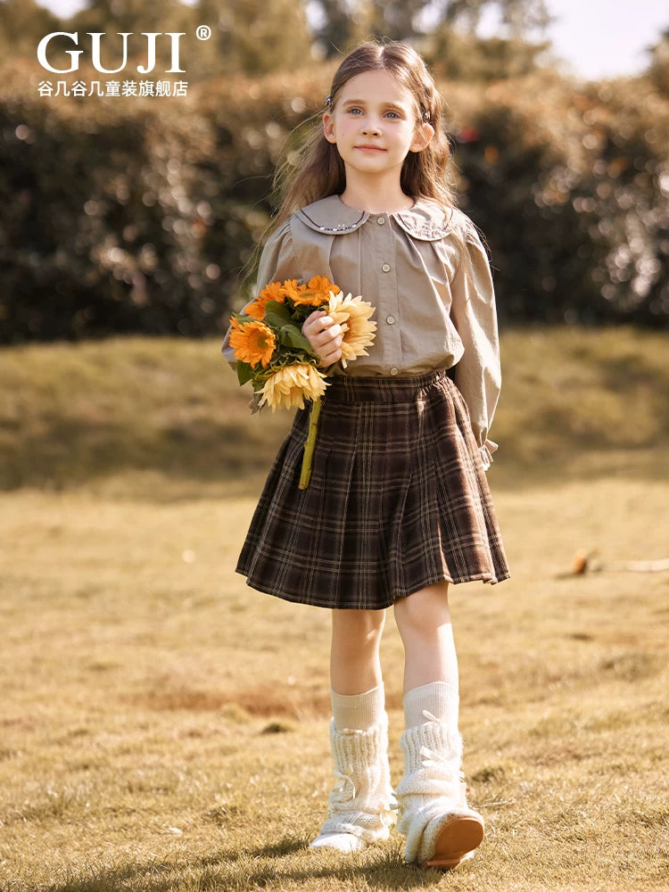 Girls Plaid Pleated Skirt - School Uniform JK Style Midi