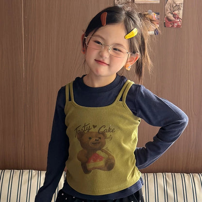 Girls Cami-Layered Tee & Polka-Dot Pants Set - Early-Autumn Three-Piece