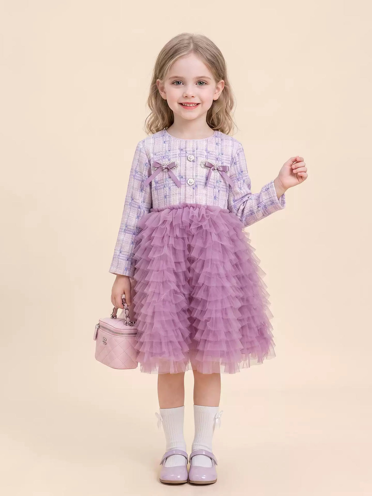 Girls Little-Classics Velvet-Lined Dress - Fleece Option Tulle Gown