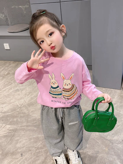 Girls Long-Sleeve Base Layer Top - Soft Korean Basic Tee